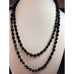 NEW Botswana agate 44 inch necklace with sterling silver clasp